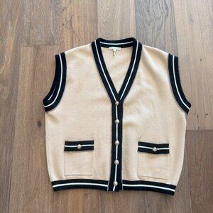 MAJE Contrast Trim Sweater Vest in Beige - Size 2 (Excellent Condition!)